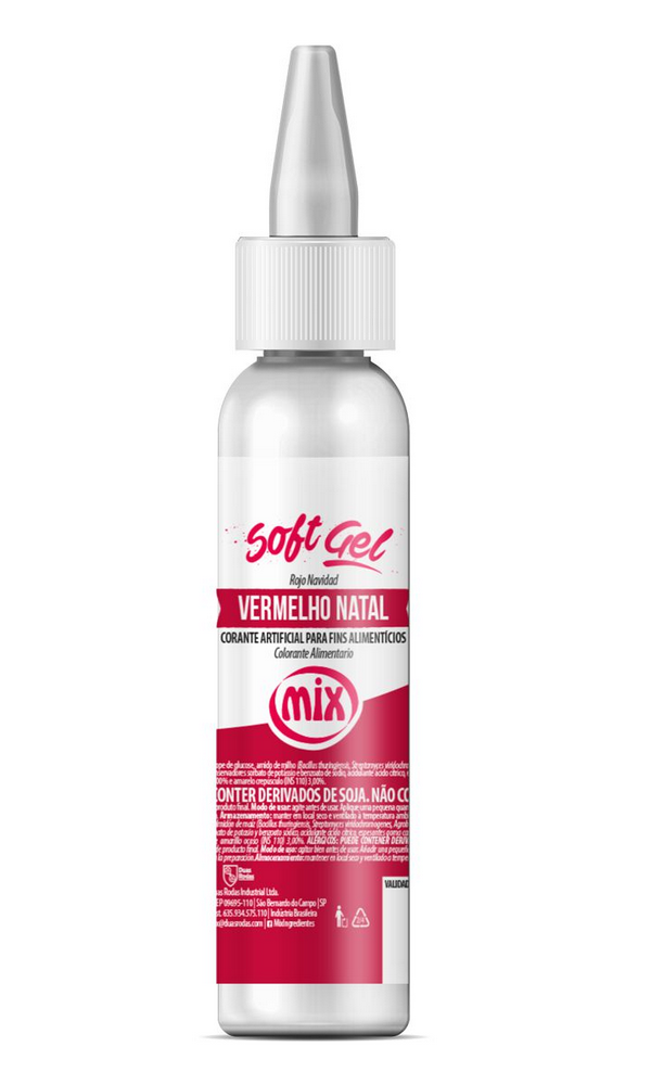 Mostrar detalhes de Corante Softgel Vermelho Natal 60g - MIX Imagem de Corante Softgel Vermelho Natal 60g - MIX